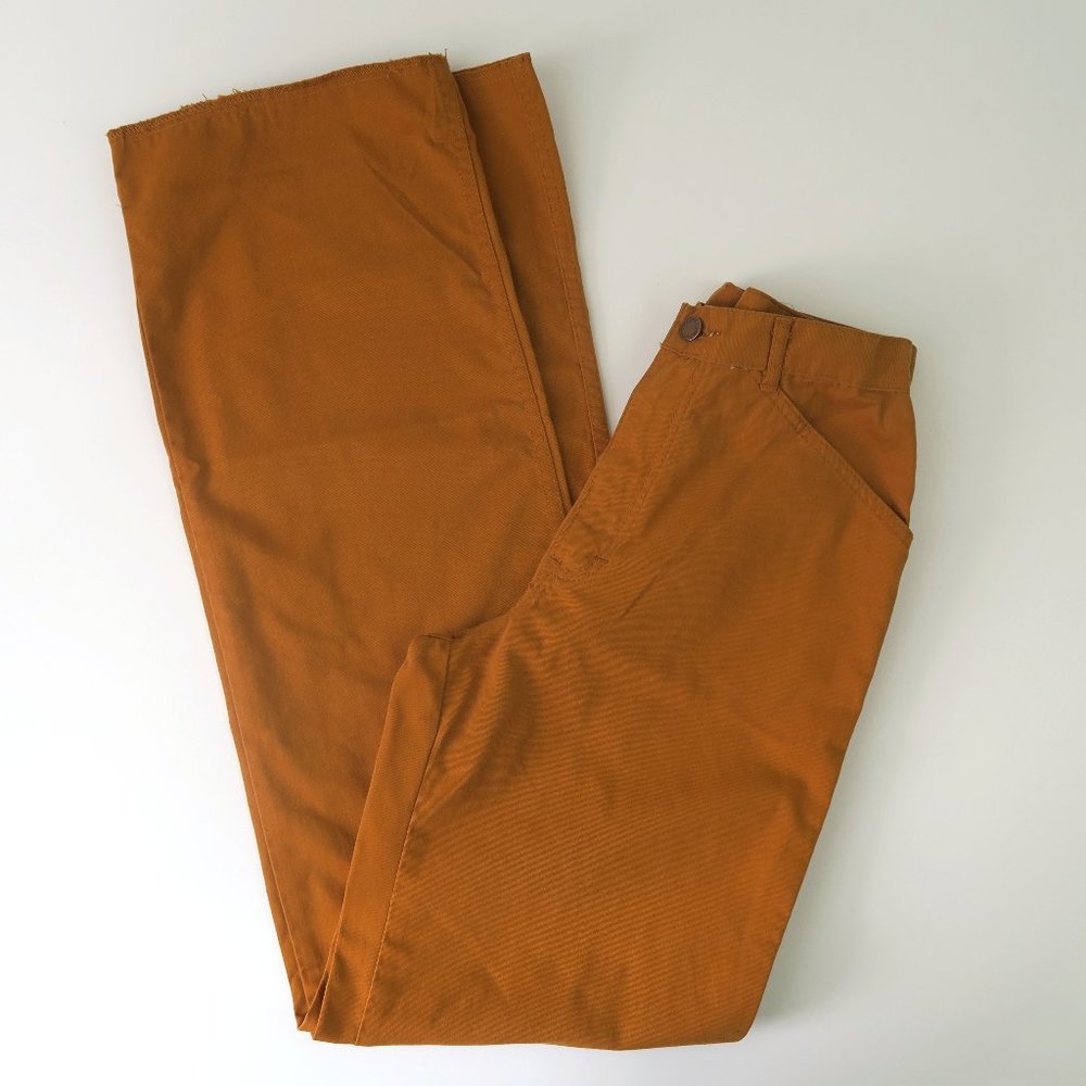 Brittania 70s High Waist Wide Leg Pants in Rust